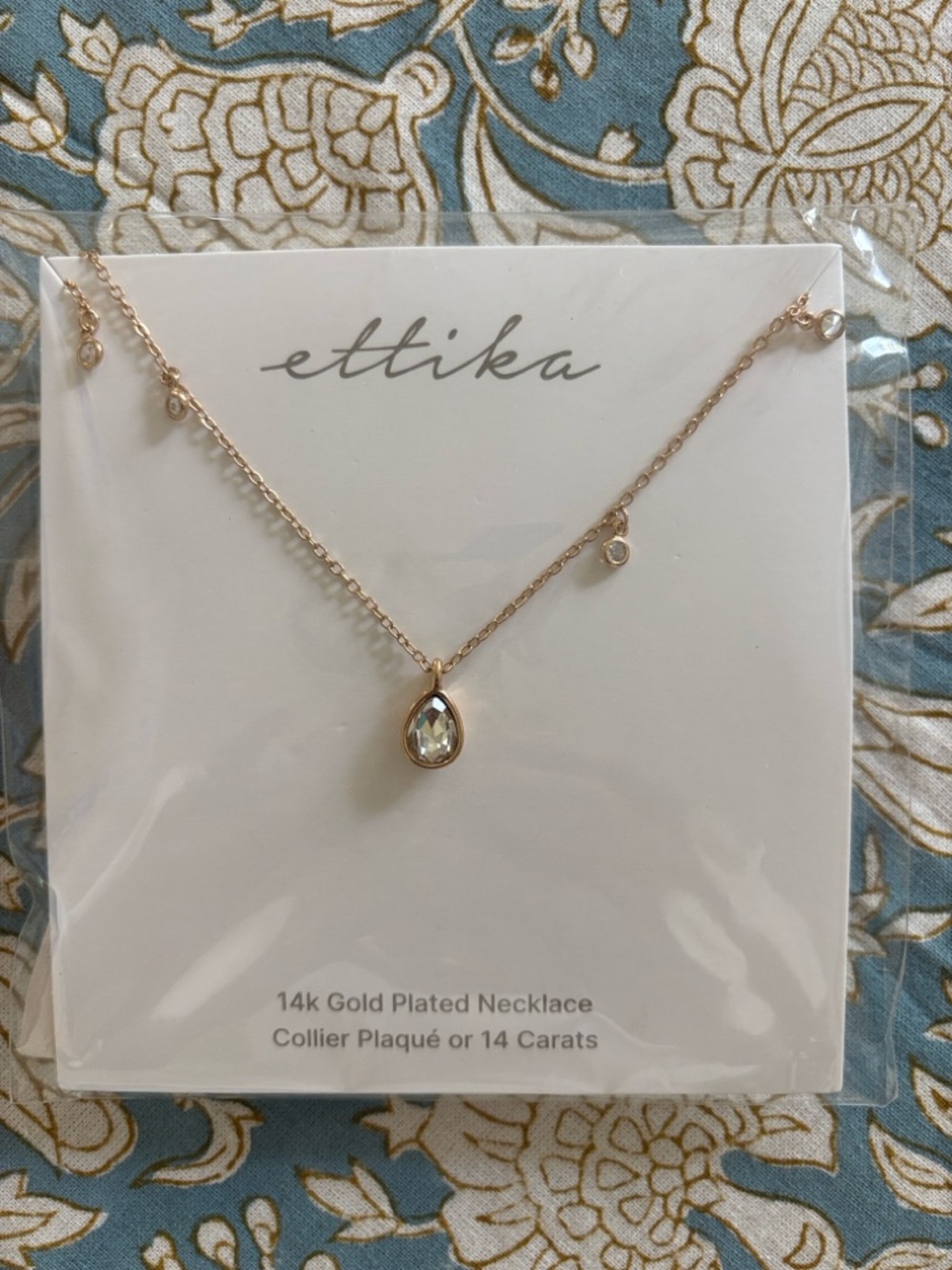 ettika Rose Gold Teardrop Crystal Pendant Necklace